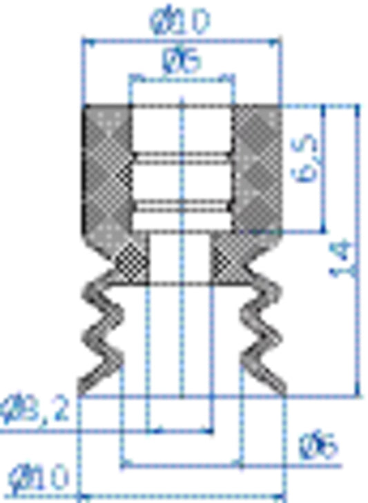 21.010.078.5 Bellows vacuum cup diam. 10 mm (2.5 bellows) PUR beige